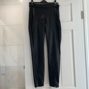 ZARA - Black Leather Pant with Split Hem - Size M